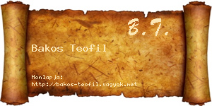 Bakos Teofil névjegykártya